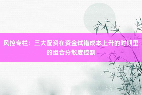风控专栏：三大配资在资金试错成本上升的时期里的组合分散度控制