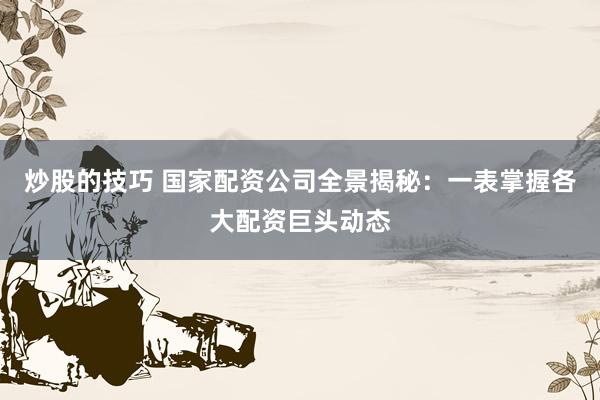 炒股的技巧 国家配资公司全景揭秘:一表掌握各大配资巨头动态