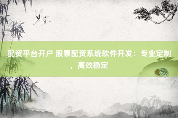 配资平台开户 股票配资系统软件开发：专业定制，高效稳定