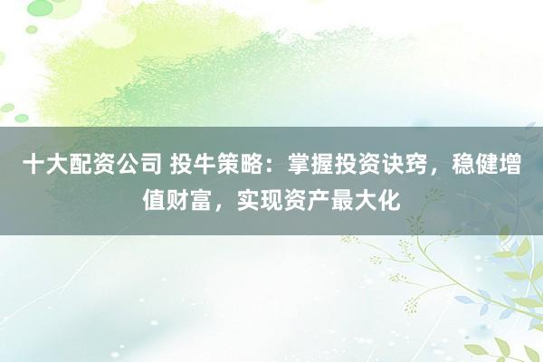 十大配资公司 投牛策略：掌握投资诀窍，稳健增值财富，实现资产最大化