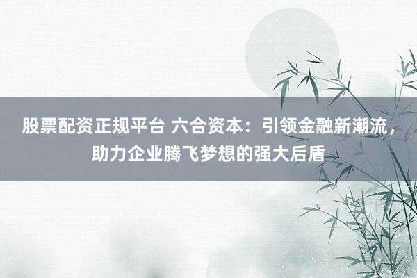 股票配资正规平台 六合资本：引领金融新潮流，助力企业腾飞梦想的强大后盾